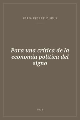 Portada de Para una crítica de la economía política del signo