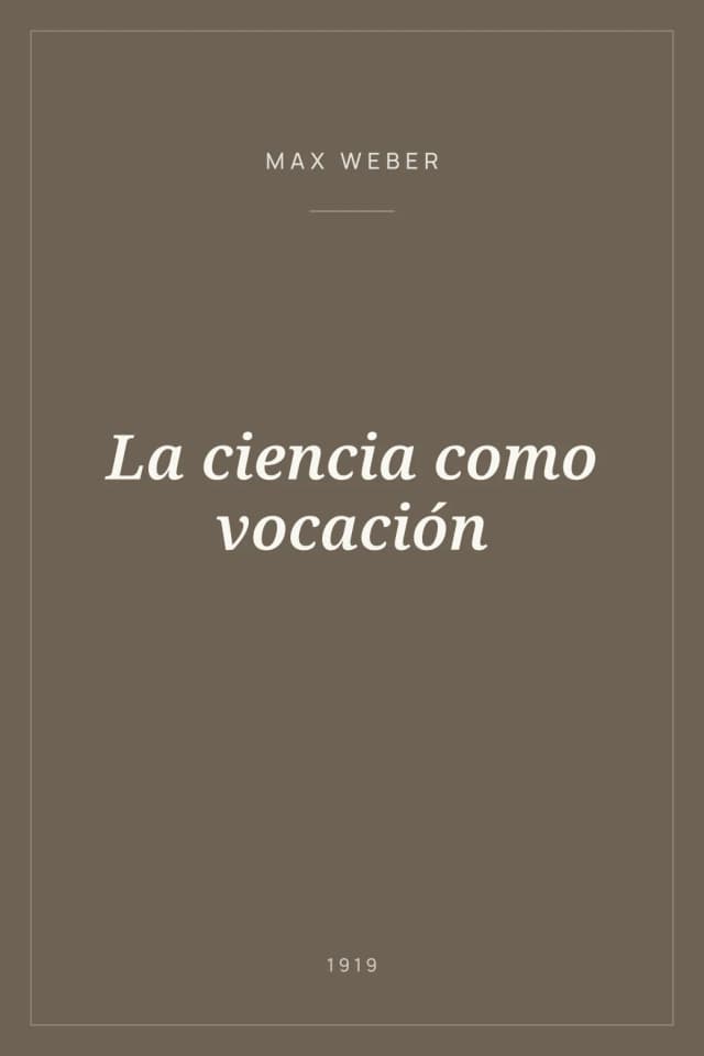Portada de La ciencia como vocación