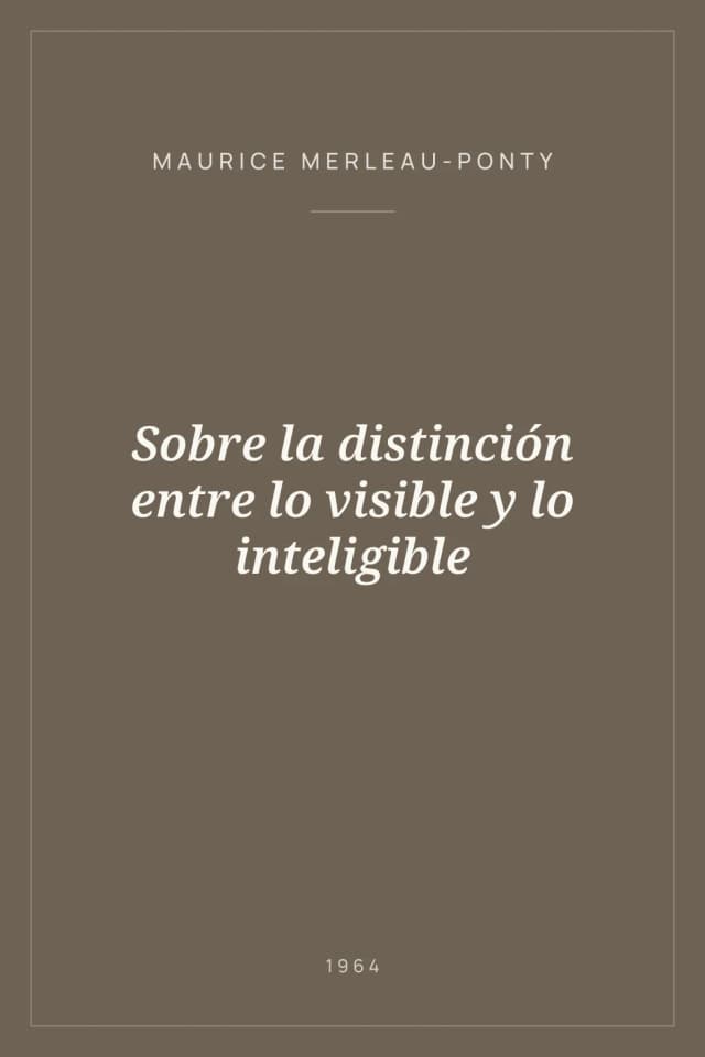 Portada de Sobre la distinción entre lo visible y lo inteligible