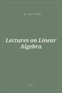 Portada de Lectures on Linear Algebra