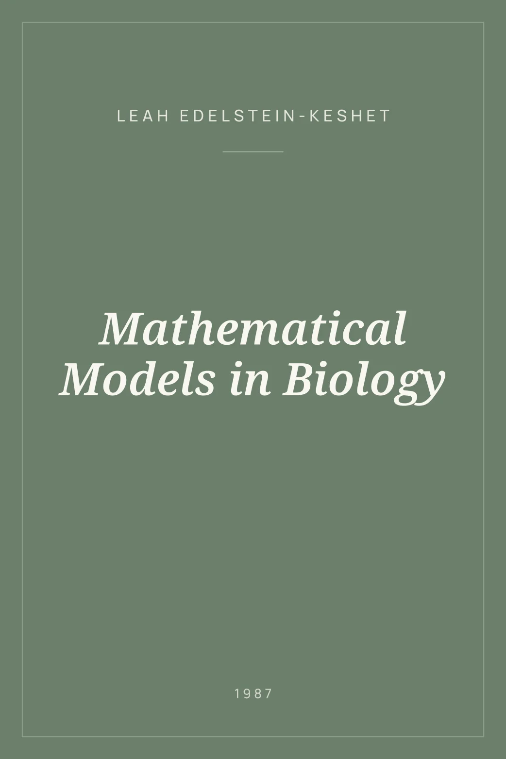 Portada de Mathematical Models in Biology