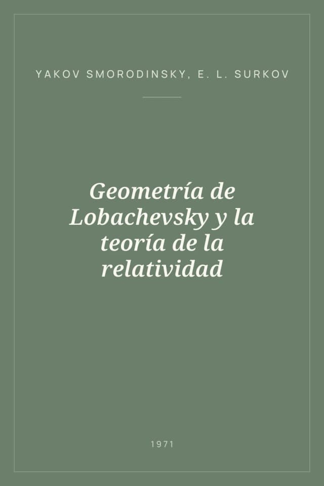 Portada de Geometría de Lobachevsky y la teoría de la relatividad