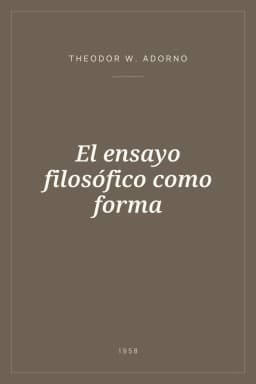 Portada de El ensayo filosófico como forma