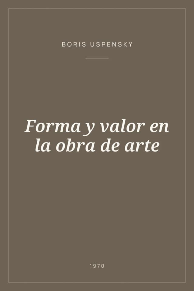 Portada de Forma y valor en la obra de arte