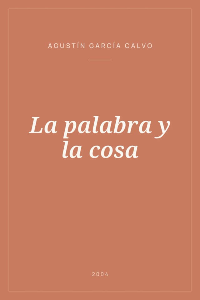 Portada de La palabra y la cosa