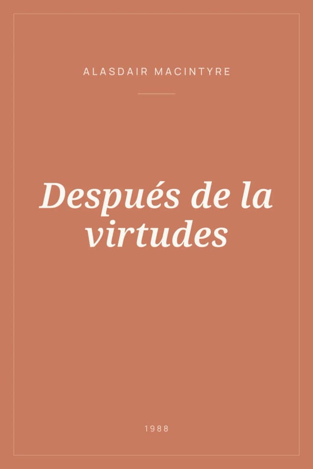 Portada de Después de la virtudes