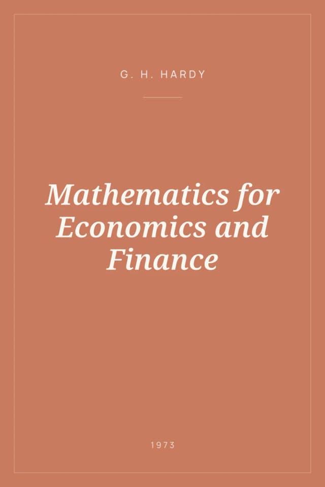 Portada de Mathematics for Economics and Finance