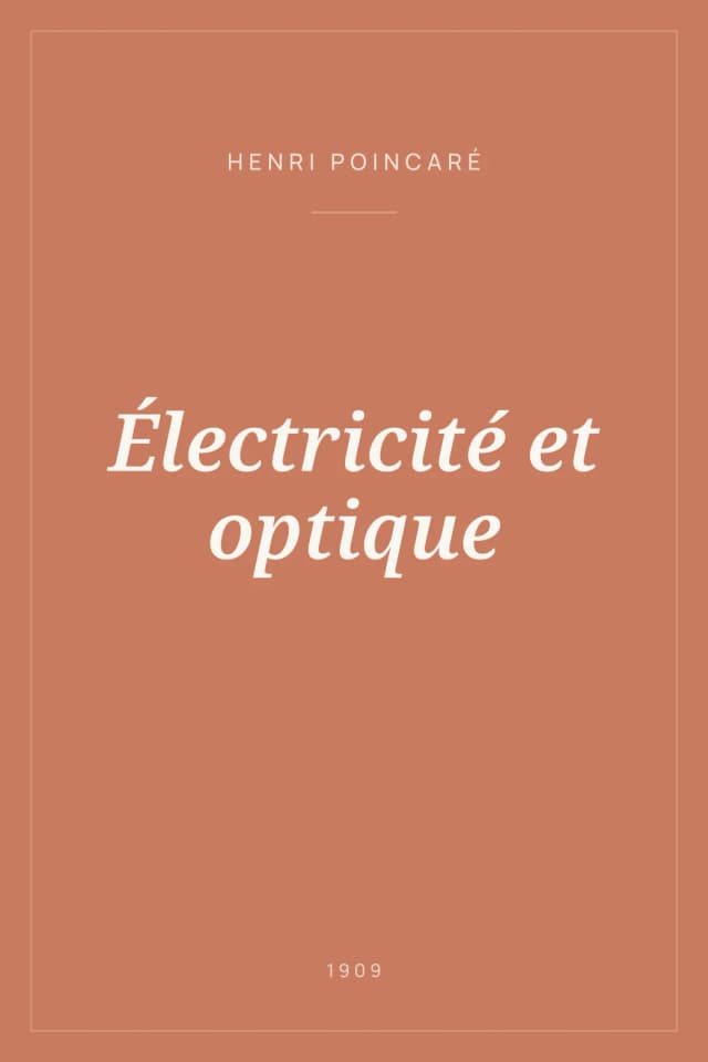 Portada de Électricité et optique