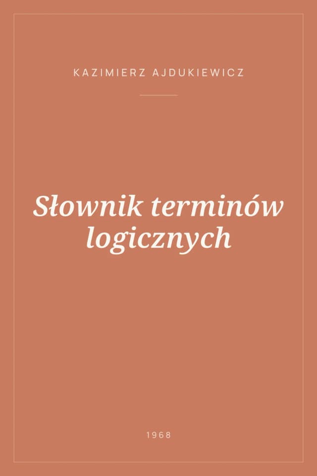 Portada de Słownik terminów logicznych
