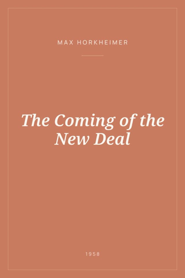Portada de The Coming of the New Deal