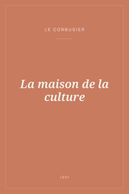 Portada de La maison de la culture