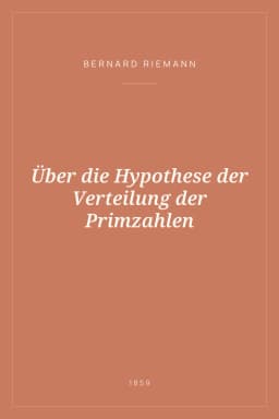 Portada de Über die Hypothese der Verteilung der Primzahlen