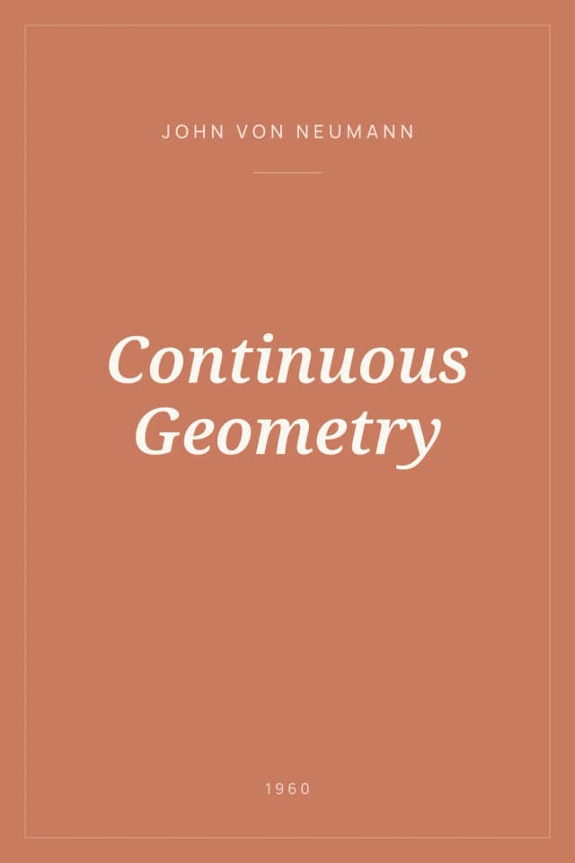 Portada de Continuous Geometry