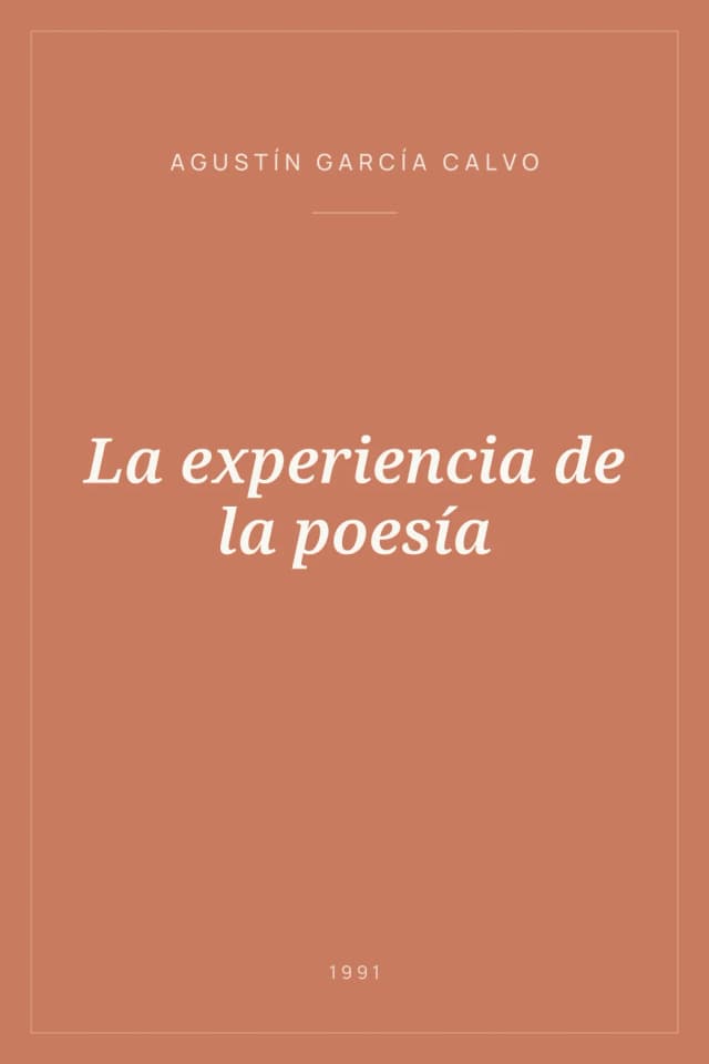 Portada de La experiencia de la poesía