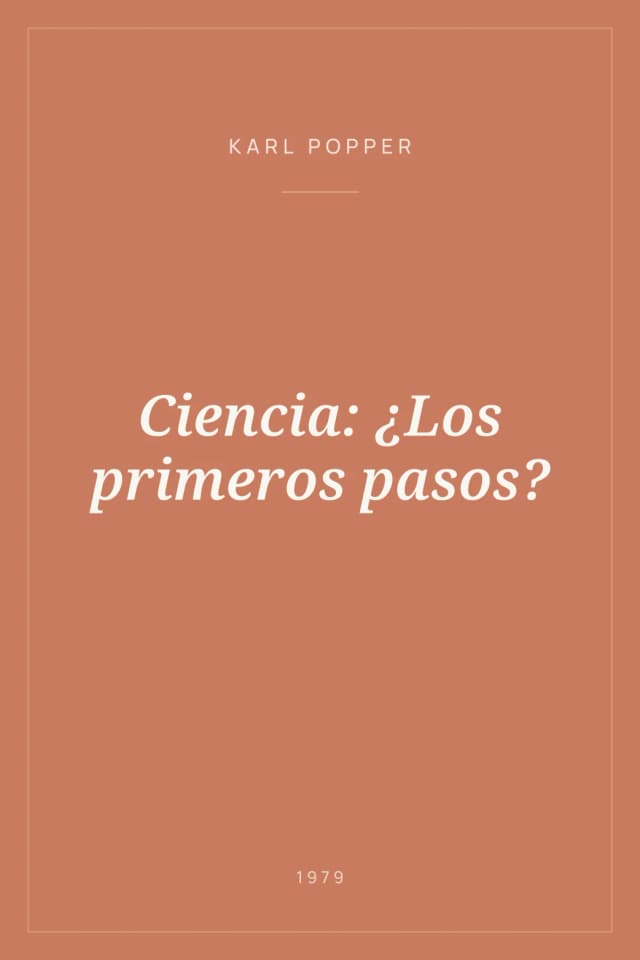 Portada de Ciencia: ¿Los primeros pasos?