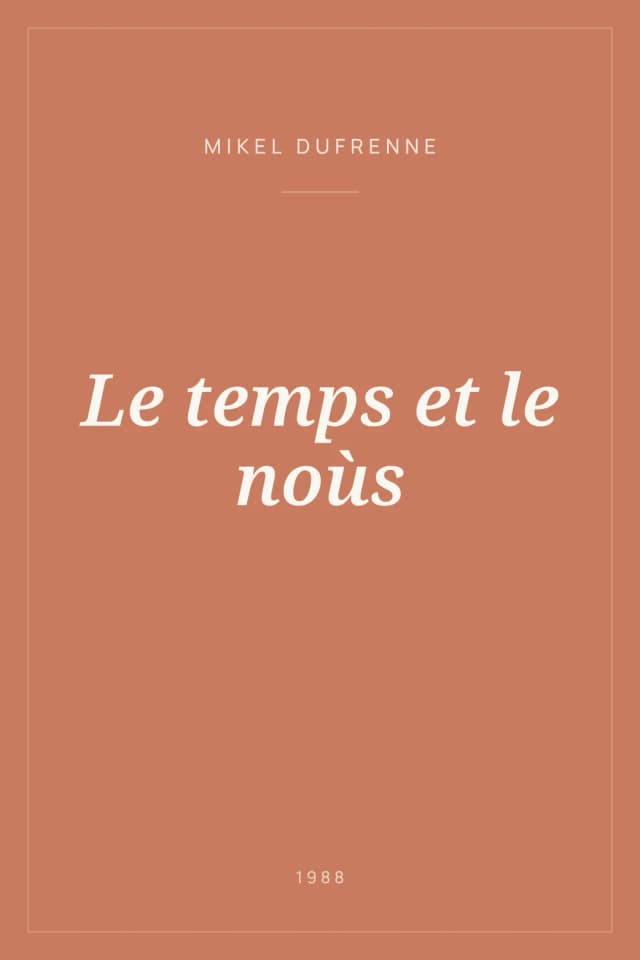 Portada de Le temps et le noùs
