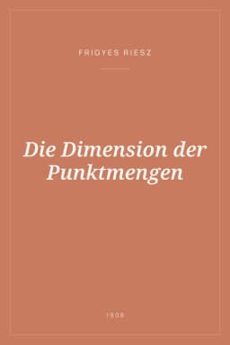 Portada de Die Dimension der Punktmengen