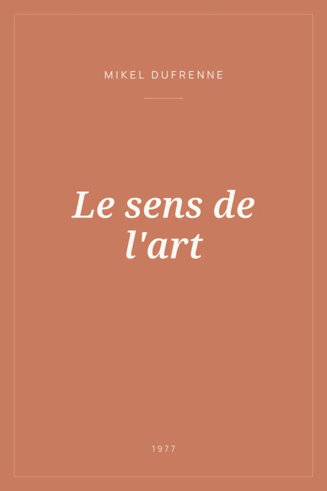 Portada de Le sens de l'art
