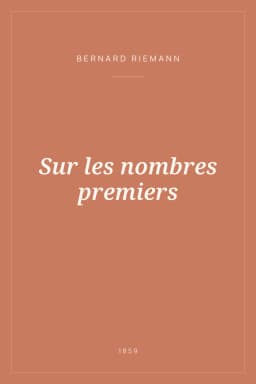 Portada de Sur les nombres premiers